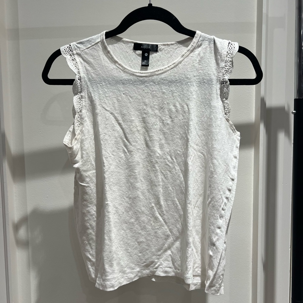 Aqua Ivory Lace Accent Tank Top